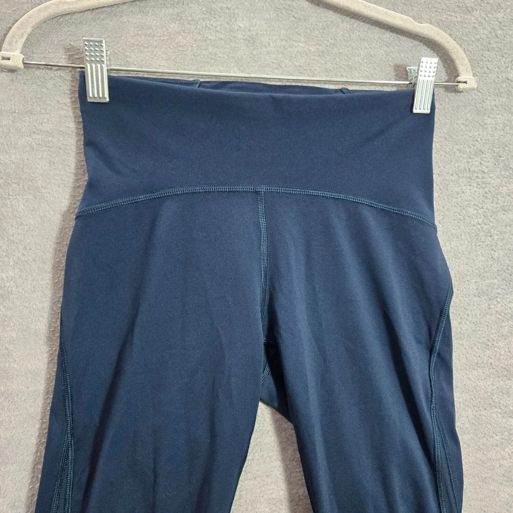 Lululemon Women Activewear Pants 6 Blue Train Time Crop‎ Leggings 18 in Inseam